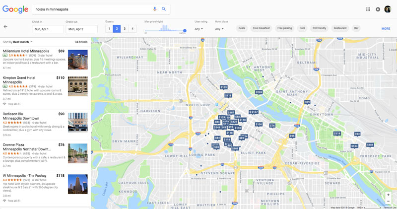 local search results for hotels