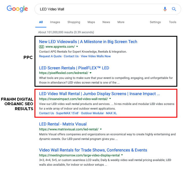First Place SEO Result for Client