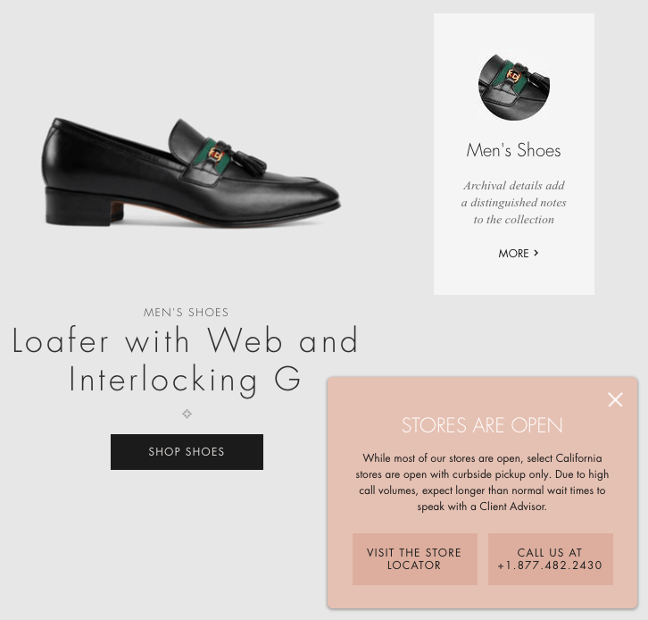 Gucci homepage web design example
