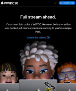 Apple WWDC20 Website Landing Page