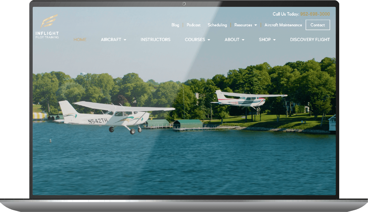 aviation company homepage in browser